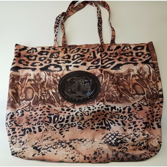 SHARIF Leopard Animal Print Nylon Large Shopper Tote Bag Lightweight - Picture 1 of 6